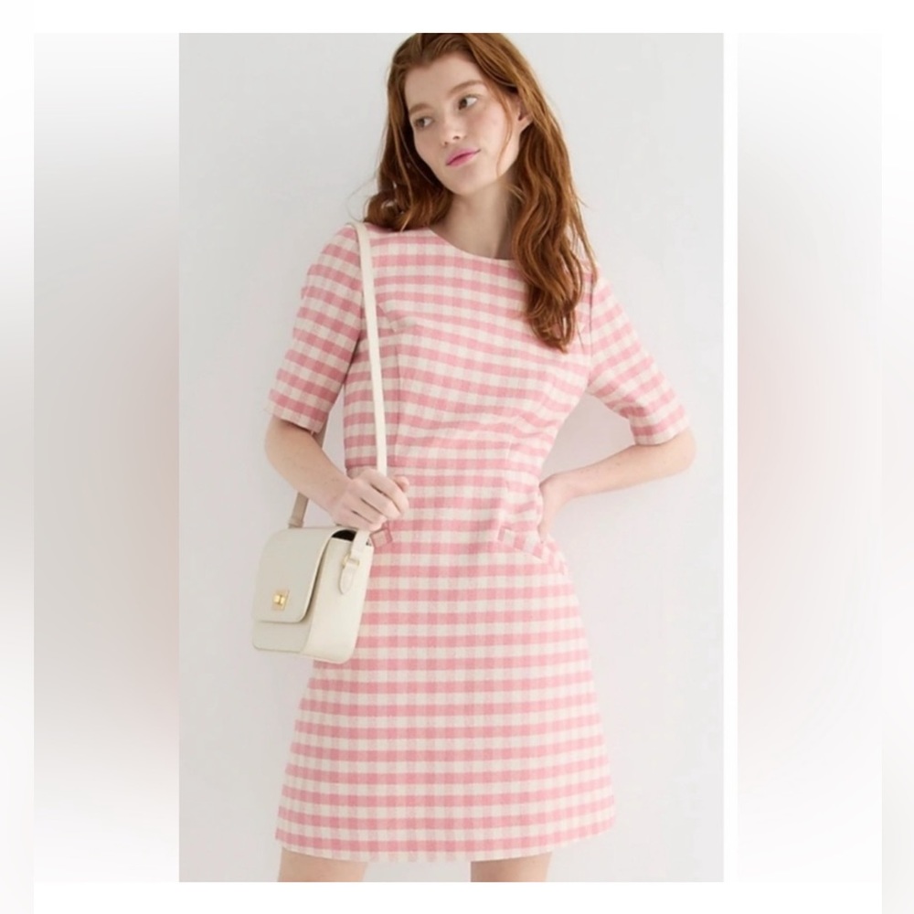 Jcrew. Size 24. Pink gingham mini dress.